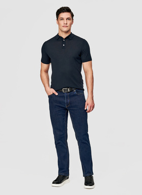 Granatowe polo swetrowe z wełny merino