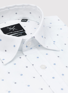 Męska biała koszula w mikrowzór