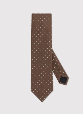 Brązowy krawat męski w mikrowzór