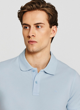 Niebieskie męskie polo z bawełny