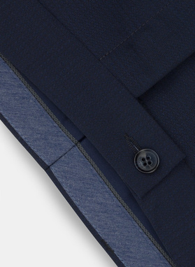 Wełniany gładki granatowy garnitur COIN basic