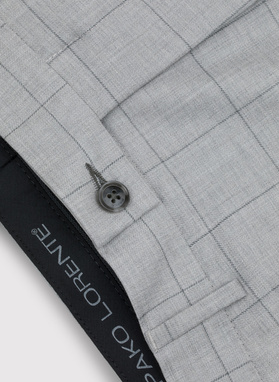 Szary wełniany garnitur męski w kratkę