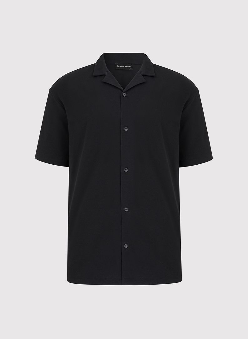 Koszula męska w kolorze czarnym z krótkim rękawem