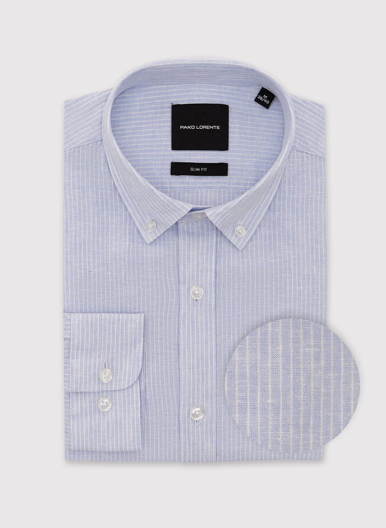 Lniana koszula w prążek