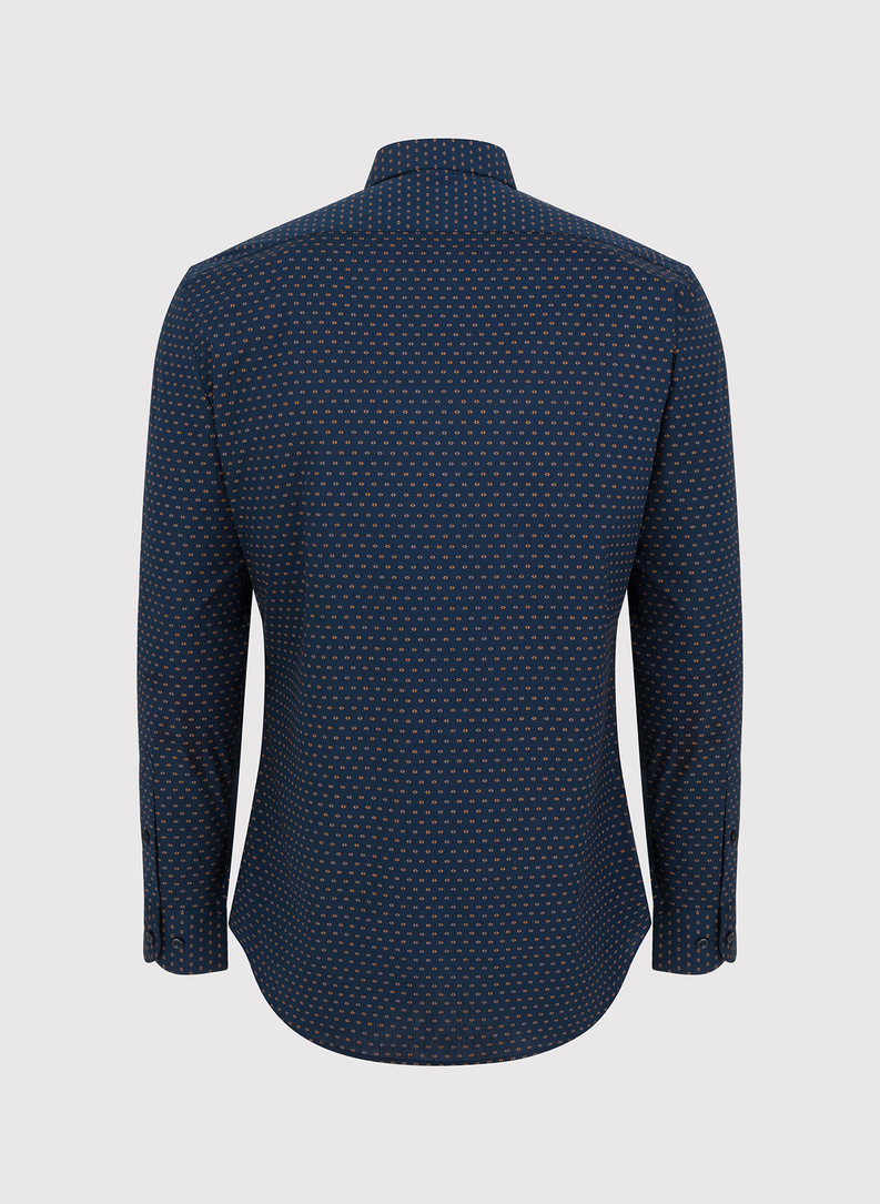 Granatowa koszula męska mikrowzór