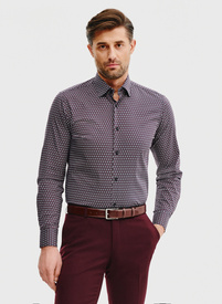 Męska koszula w bordowy mikrowzór