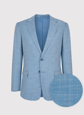 Niebieski garnitur męski o widocznej fakturze