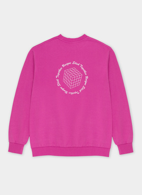 Różowa bluza oversize z okrągłym dekoltem C22SF-2B-004-R-0