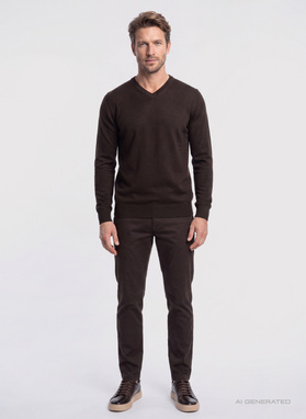 Brązowy sweter v-neck
