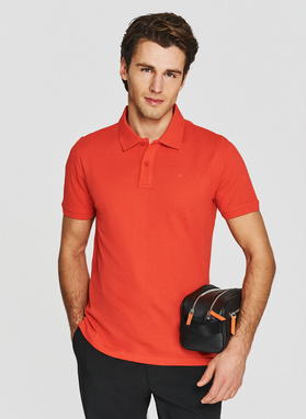 Pomarańczowe bawełniane polo męskie