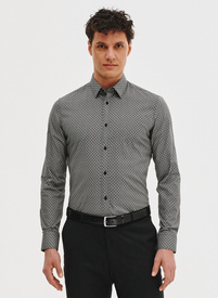 Czarna koszula męska w mikrowzór