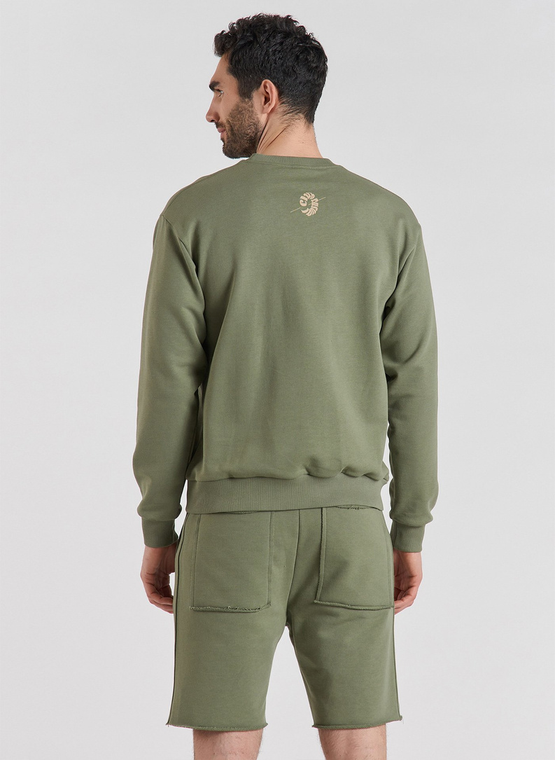 Zielona bluza oversize z okrągłym dekoltem C21SF-2B-005-Z