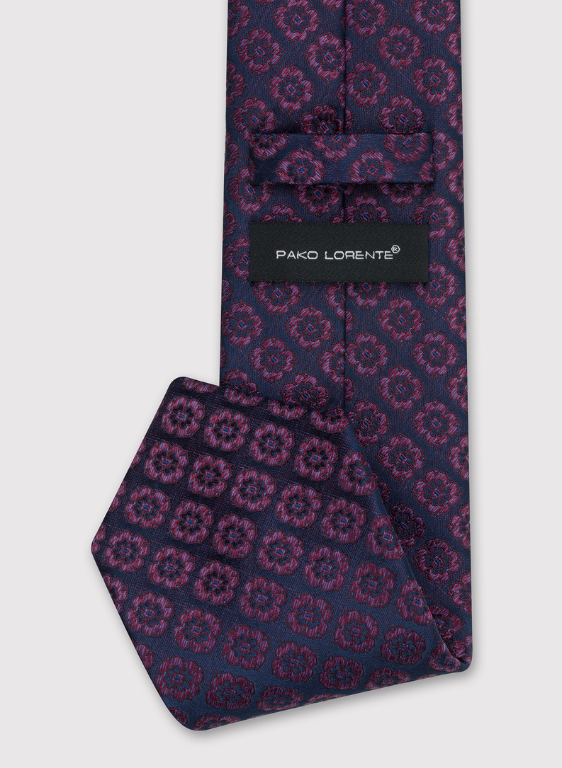 Fioletowy krawat męski w geometryczny wzór