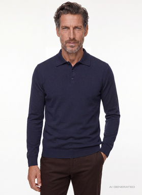 Granatowy sweter z kołnierzykiem polo