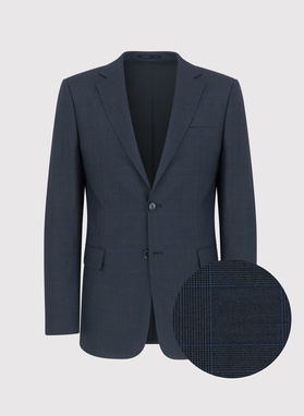 Granatowy garnitur w subtelną kratę