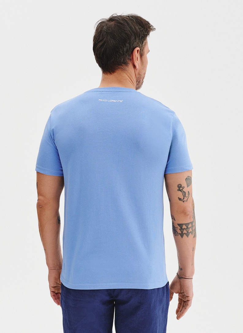 Bawełniany niebieski t-shirt