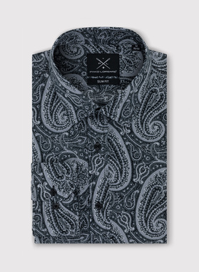 Męska czarna koszula we wzór paisley