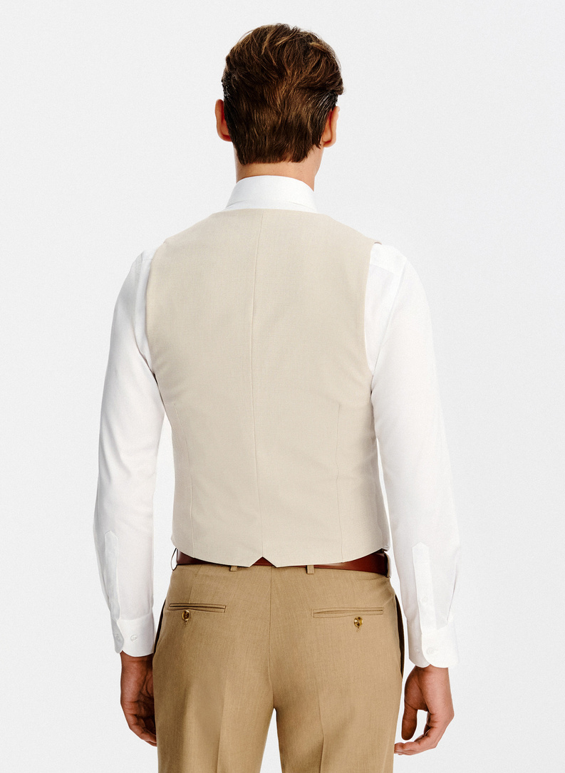 Beżowa kamizelka męska w pepitkę