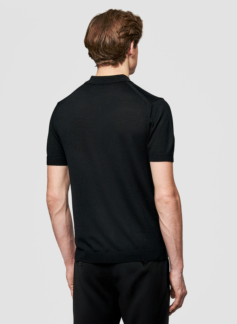 Czarne polo swetrowe z wełny merino