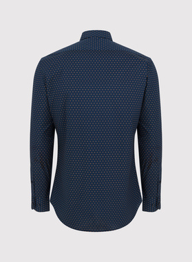 Granatowa koszula męska mikrowzór