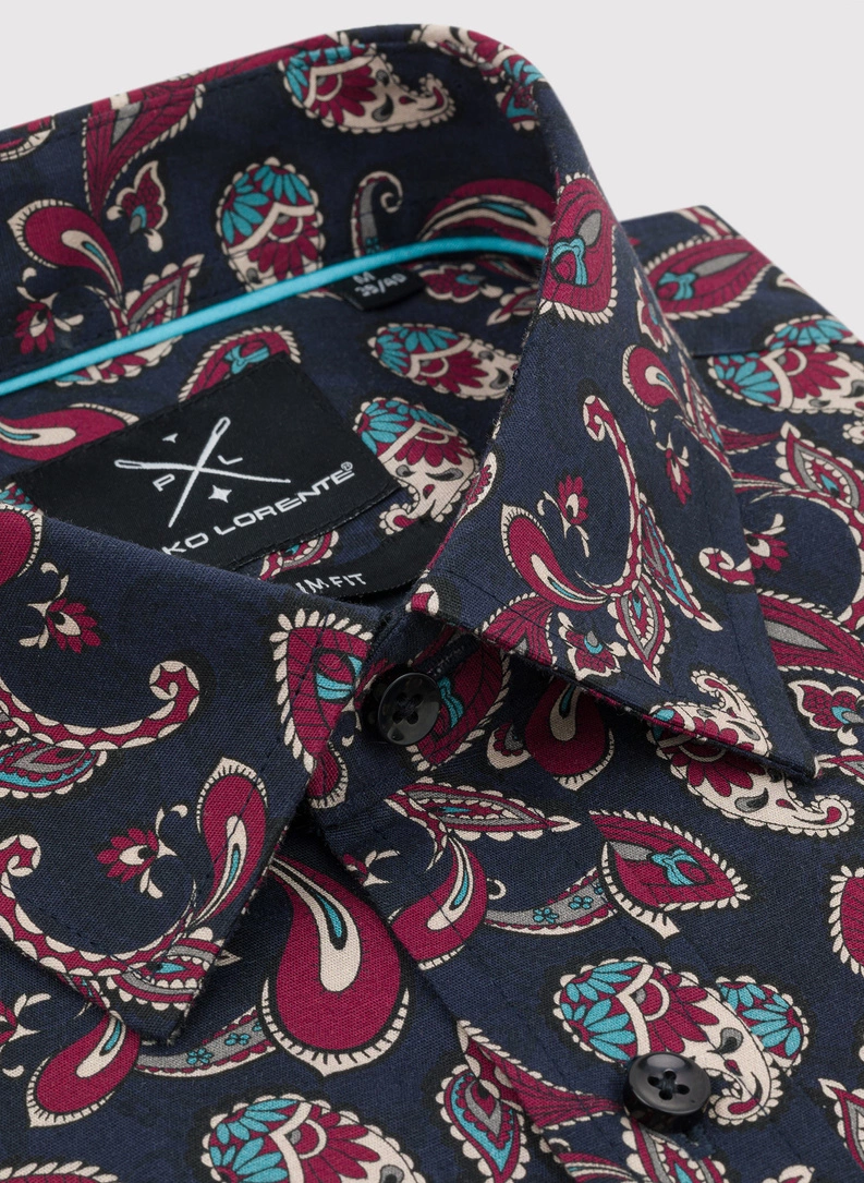 Granatowa koszula w paisley