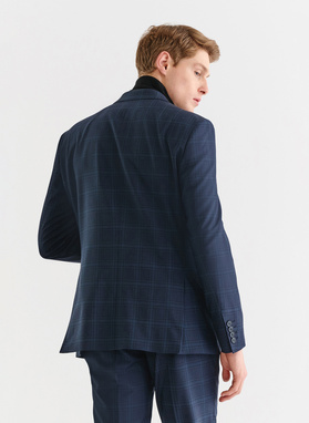 Granatowa marynarka garniturowa z wełną