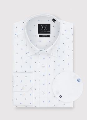 Męska biała koszula w mikrowzór