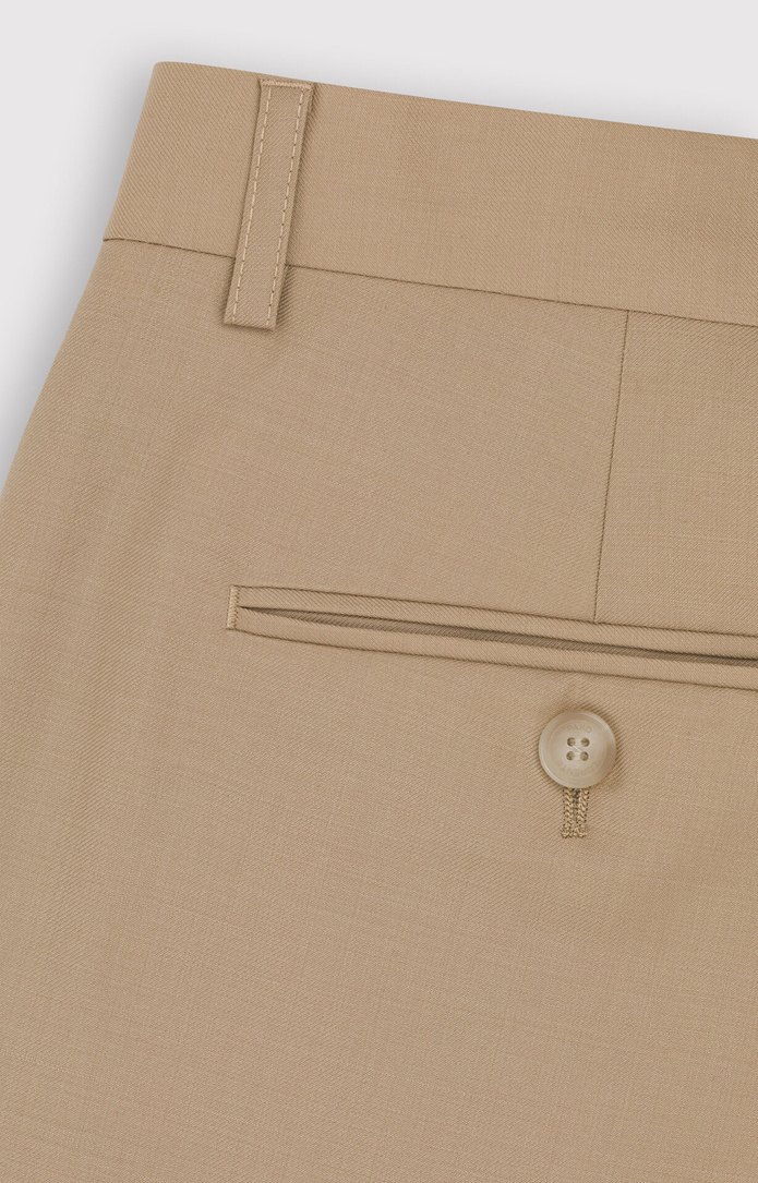 Beżowe garniturowe spodnie męskie z wełną