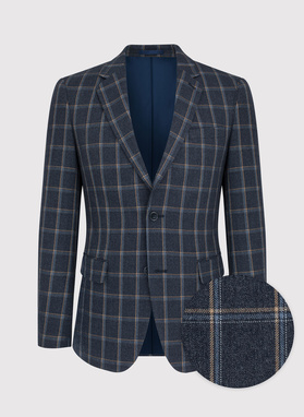 Granatowa casualowa marynarka męska w kratę