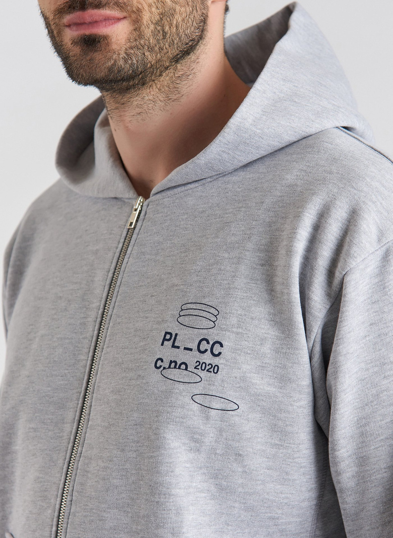 Szara bluza z kapturem oversize C21SF-2R-001-S