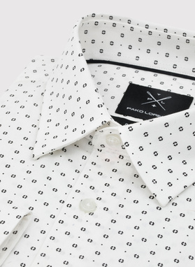 Biała koszula męska w drobny wzór o fasonie Slim Fit