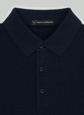 Bawełniany sweter polo w kolorze granatowym