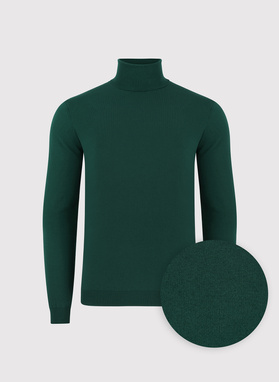 Ciemnozielony gładki golf męski