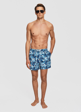 Szorty kąpielowe w niebieski wzór koralowy