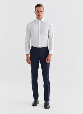 Wełniany gładki granatowy garnitur COIN basic