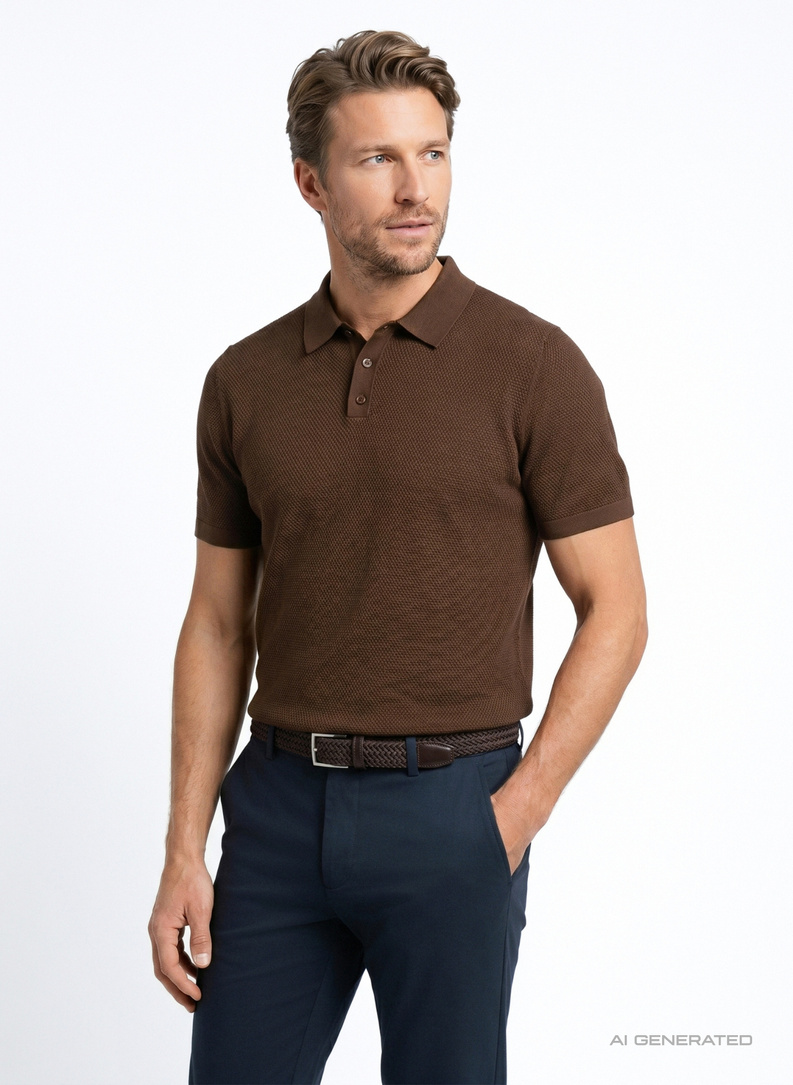 Swetrowe polo w kolorze brązowym