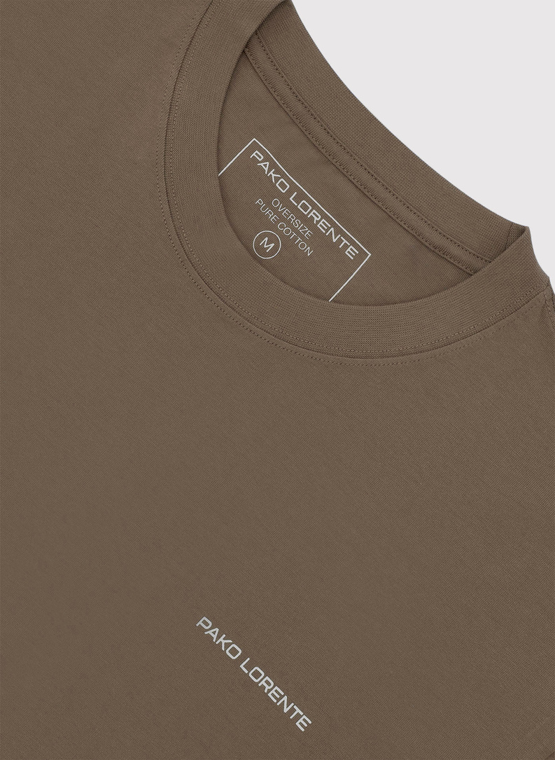 Bawełniany t-shirt oversize w kolorze brązowym