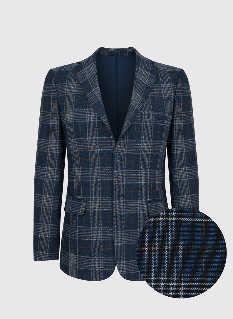 Granatowa casualowa marynarka męska w kratę 