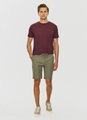 Bawełniany bordowy t-shirt z okrągłym dekoltem