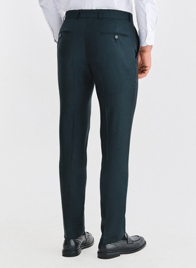 Wełniane zielone spodnie garniturowe