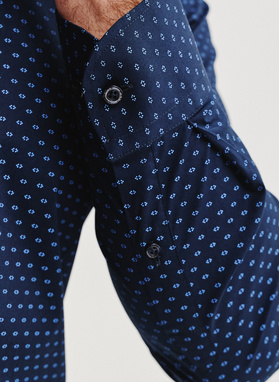 Granatowa koszula męska w mikrowzór