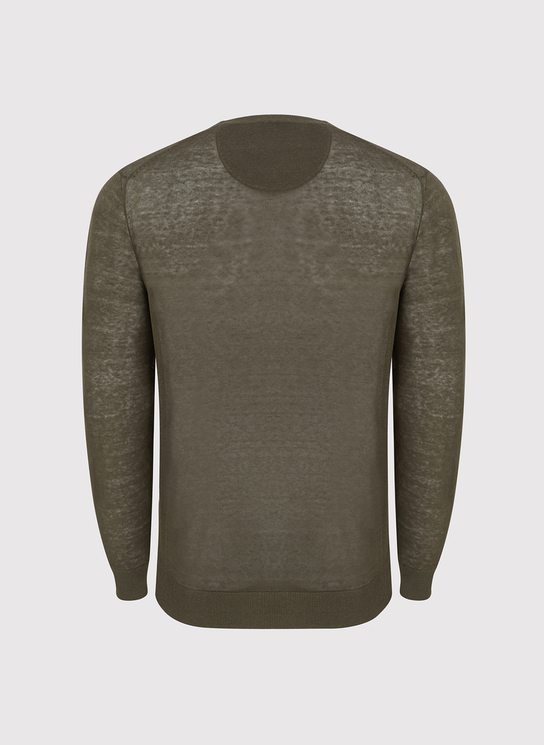 Zielony lniany sweter 