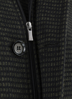 Czarno-zielony płaszcz męski z odpinanym kapturem