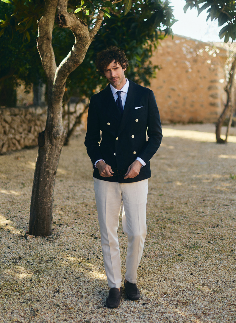 Lniana marynarka dwurzędowa