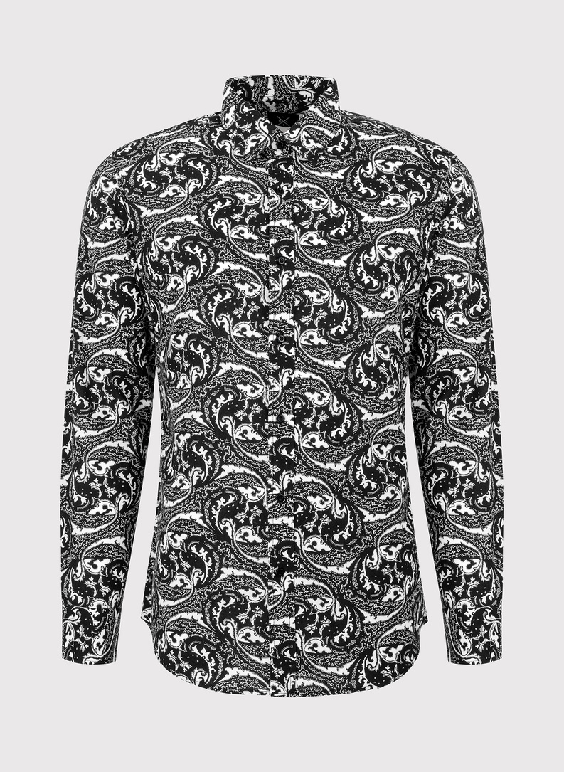 Czarna koszula w oryginalny wzór