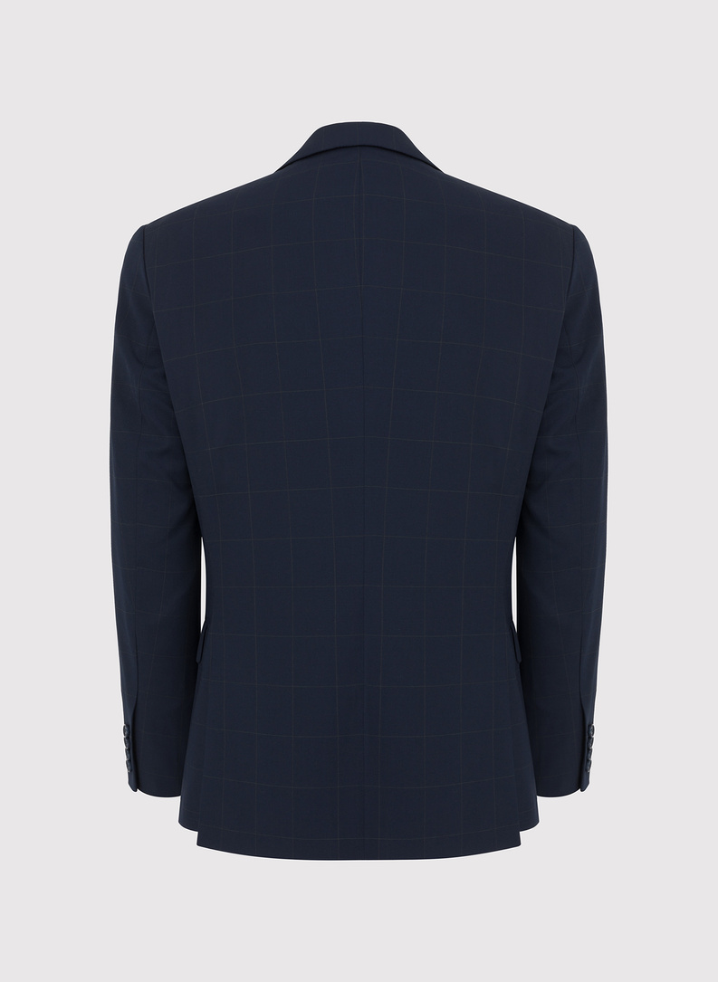 Granatowy garnitur w kratę Windowpane