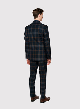 Granatowa marynarka garniturowa w kratę