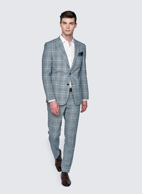 Niebieska marynarka garniturowa w kratę