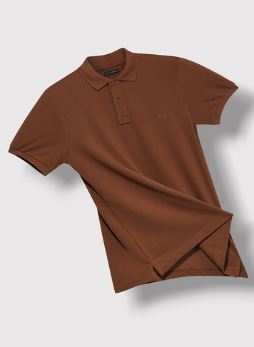 Gładki T-shirt polo w kolorze brązowym