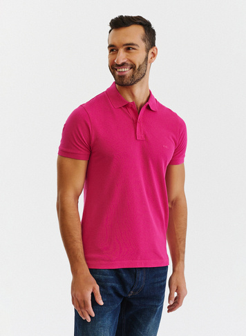 Gładki T-shirt polo w kolorze różowym